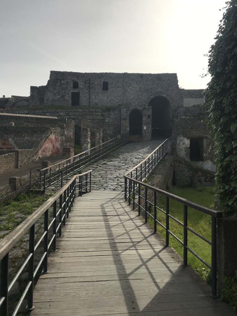 Pompeii Porta Marina. April 2019. Looking east towards climb up to Gate.
Photo courtesy of Rick Bauer.
