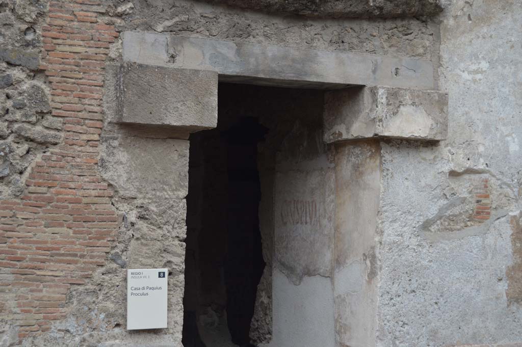 I.7.1, Pompeii. October 2017. Looking towards west side of entrance corridor, from doorway.
Foto Taylor Lauritsen, ERC Grant 681269 DCOR.
