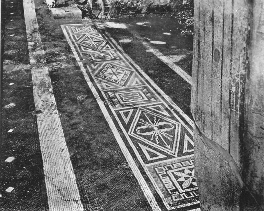 VII.1.40 Pompeii. c.1930. Looking towards east along south side of atrium and threshold of tablinum.
See Blake, M., (1930). The pavements of the Roman Buildings of the Republic and Early Empire. Rome, MAAR, 8, (p. 60, & 75, and Pl.18, tav. 2.) 
