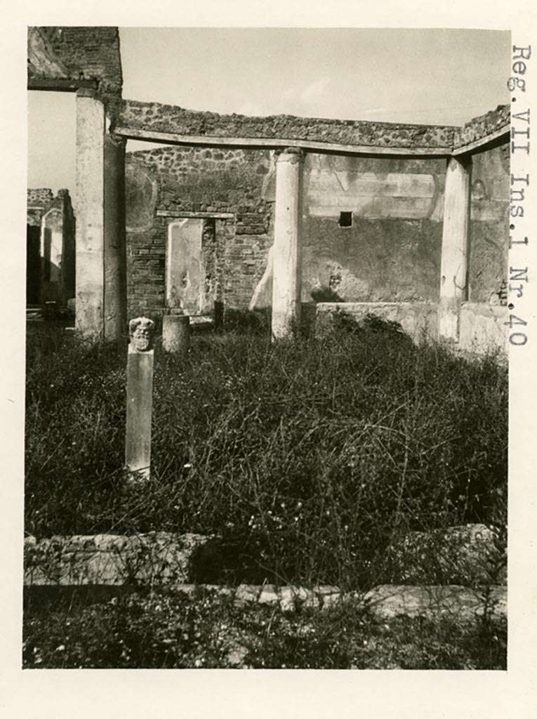 VII.1.40 Pompeii. Pre-1937-39. Looking across peristyle towards north portico and north-east corner.
Photo courtesy of American Academy in Rome, Photographic Archive. Warsher collection no. 1455.
