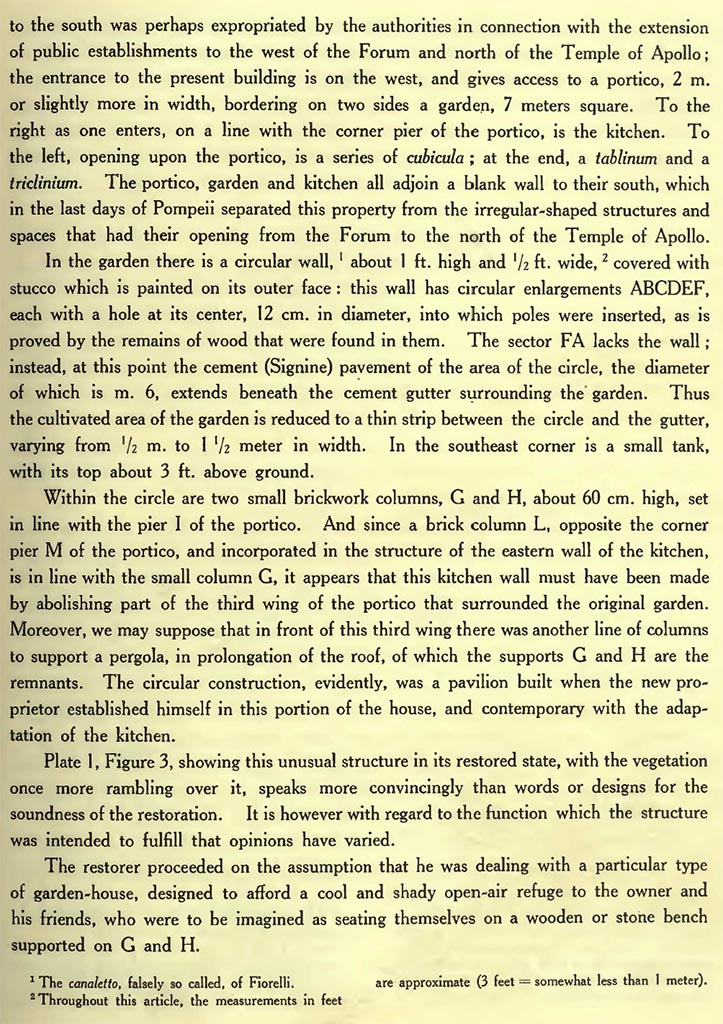 VII.7.16 Pompeii. Description by Van Buren of the house and aviary.
See Van Buren, A. W. 1932. Further Pompeian Studies in Memoirs of American Academy in Rome, vol.10, 1932, p. 11.
