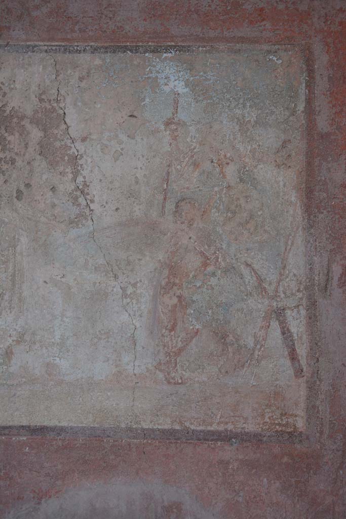 IX.5.6 Pompeii. May 2017. Room i, detail from upper right (south) side of central wall painting on east wall.       
Foto Christian Beck, ERC Grant 681269 DCOR.
