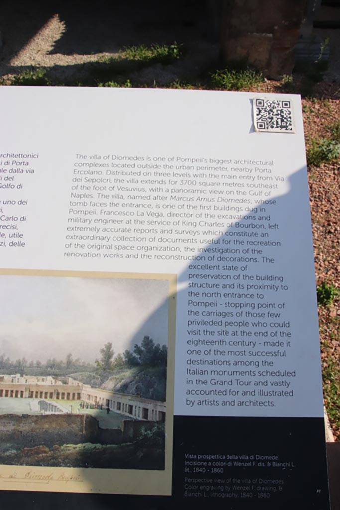 HGW24 Pompeii. Villa of Diomedes. October 2023. Description card. Photo courtesy of Klaus Heese.