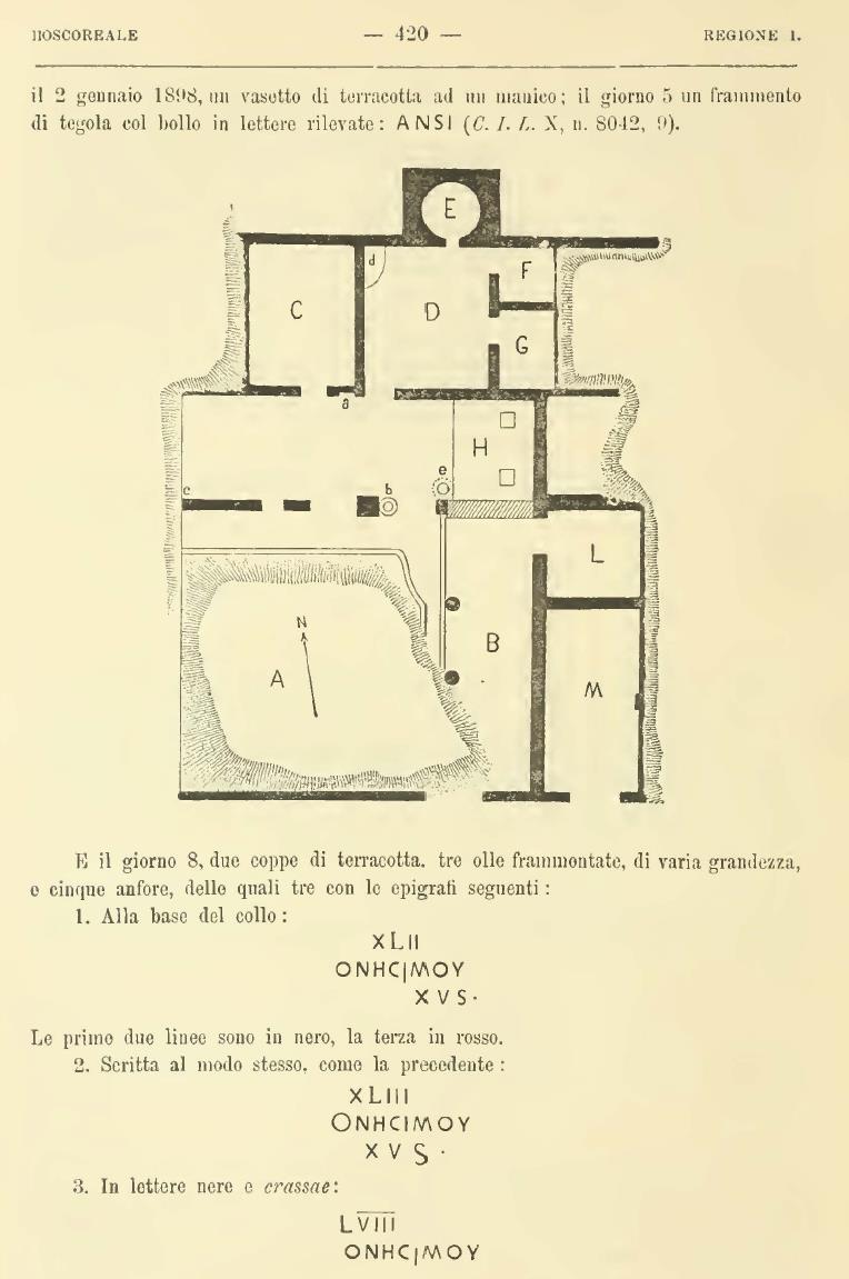 Boscoreale, Villa Rustica in propriet Cirillo. Notizie degli Scavi, 1898, p.420.
