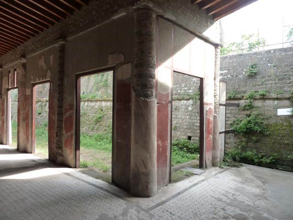 Oplontis, September 2015. Portico 24, looking south-east from room 25.