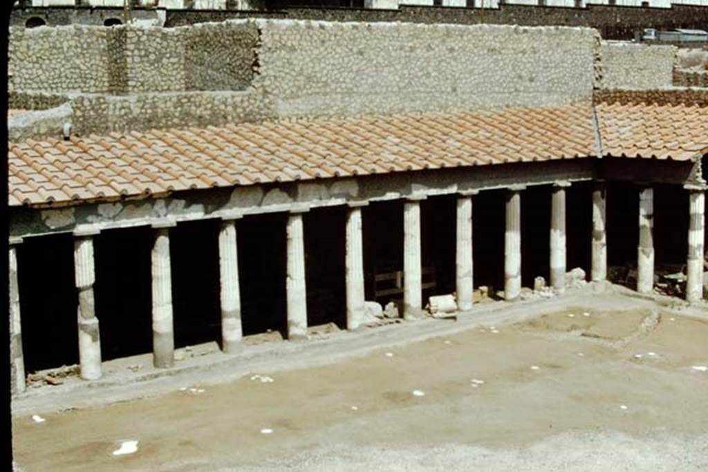 Oplontis, 1977. Area 59, west portico, with two rows of filled root cavities.
Source: The Wilhelmina and Stanley A. Jashemski archive in the University of Maryland Library, Special Collections (See collection page) and made available under the Creative Commons Attribution-Non Commercial License v.4. See Licence and use details. Oplo0006

