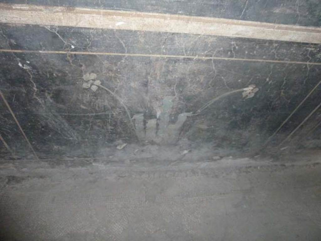 Oplontis, September 2015. Corridor 77, black zoccolo from west wall.
