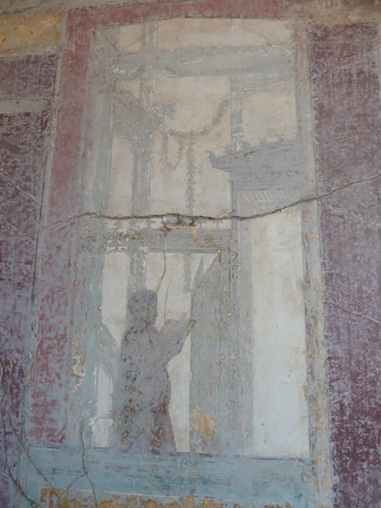 Stabiae, Villa Arianna, September 2015. Room 7, painted panel from south end of west wall.