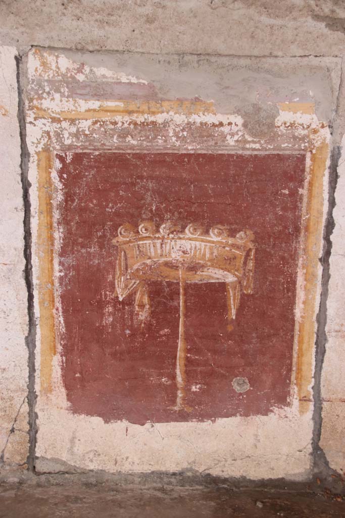 Stabiae, Villa Arianna, October 2020. Room 1, detail from central panel in zoccolo of south wall. Photo courtesy of Klaus Heese.