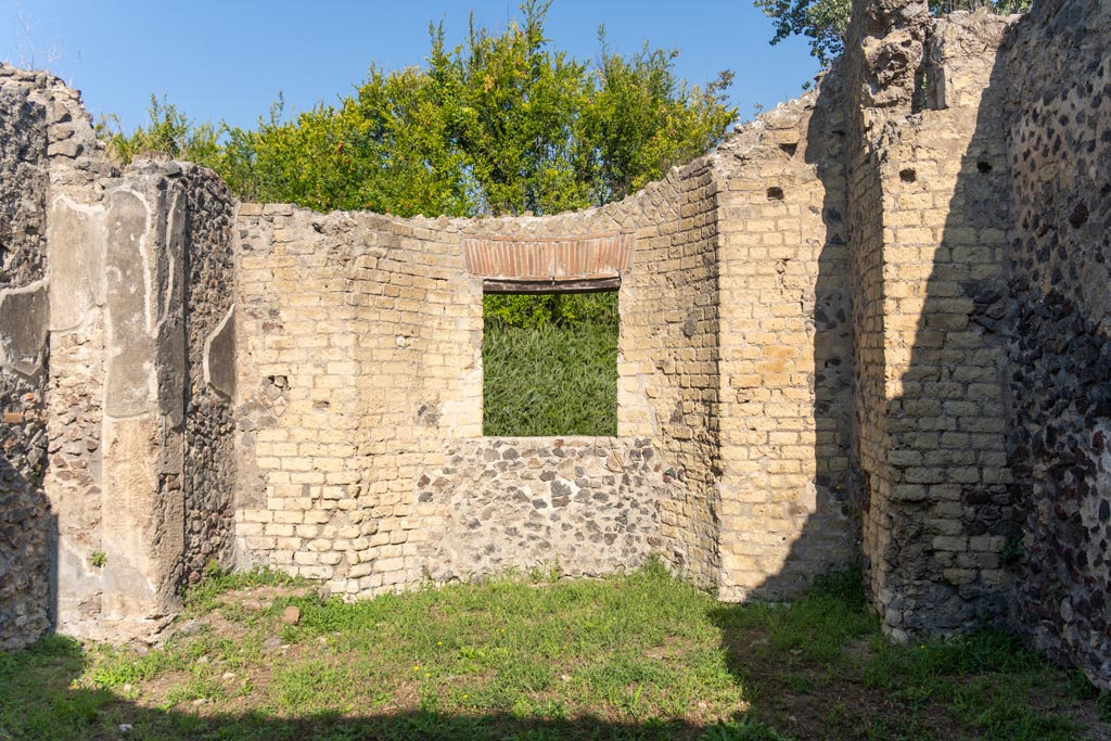 Villa of Mysteries, Pompeii. October 2023. Room 25, looking north to window. Photo courtesy of Johannes Eber.