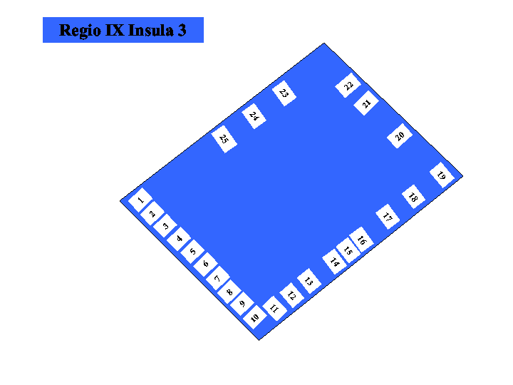 Pompeii Regio IX(9) Insula 3. Plan of entrances 1 to 25