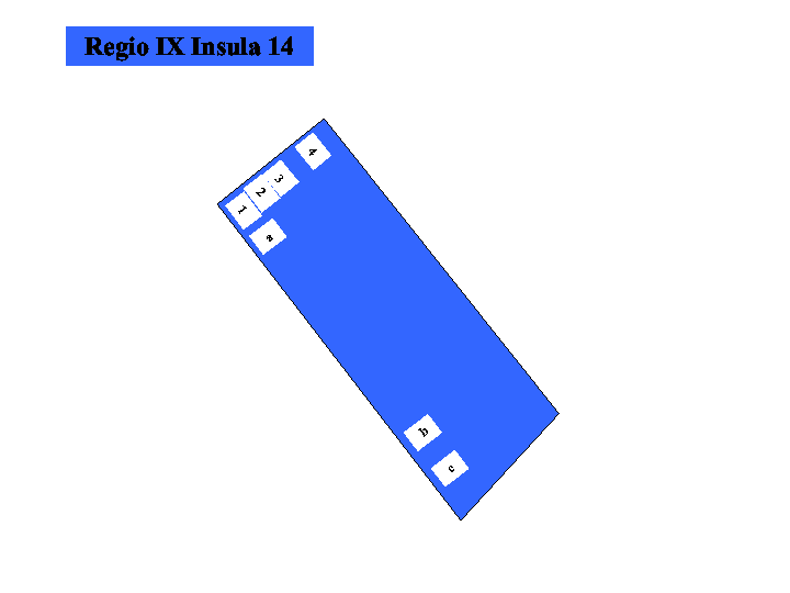 Pompeii Regio IX(9) Insula 14. Plan of entrances 1 to 4 and a to c