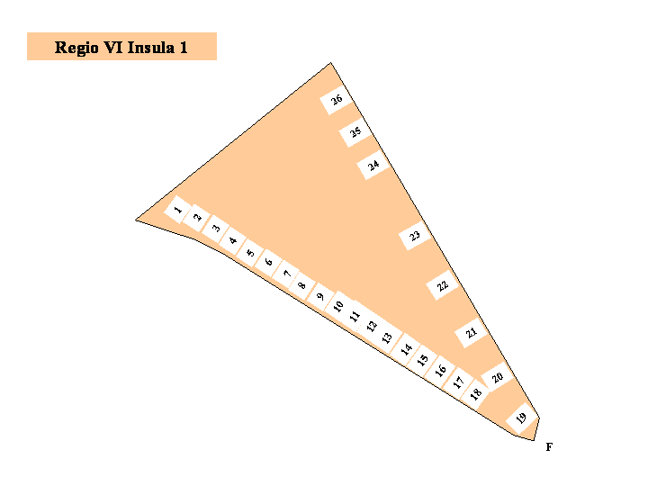 Pompeii Regio VI(6) Insula 1. Plan of entrances 1 to 26