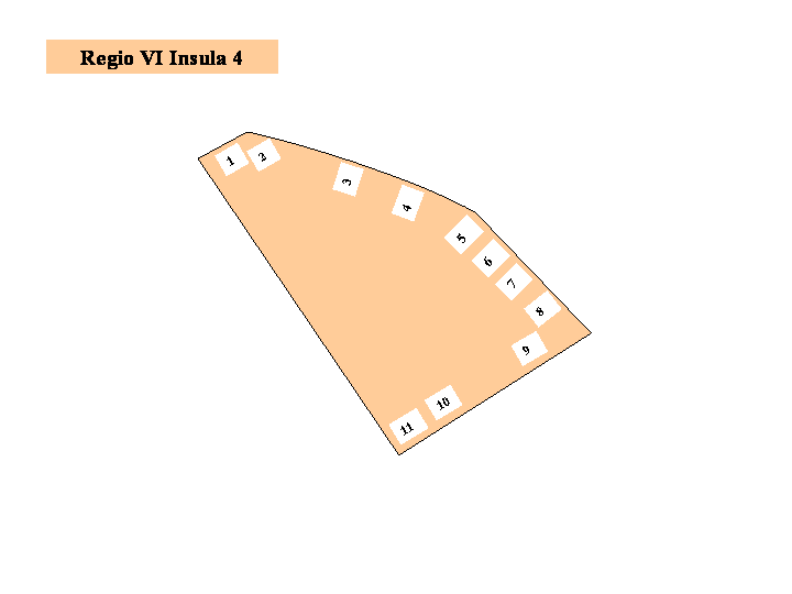 Pompeii Regio VI(6) Insula 4. Plan of entrances 1 to 11