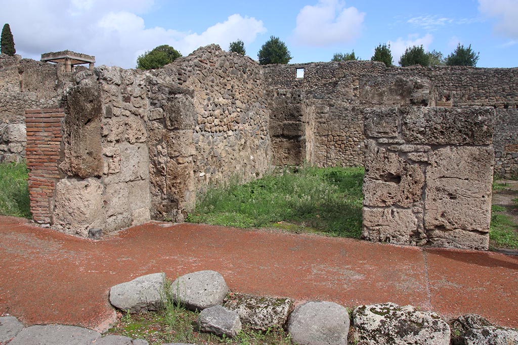 I.1.5 Pompeii. October 2024. Looking east across Via Stabiana towards entrance doorway. Photo courtesy of Klaus Heese.