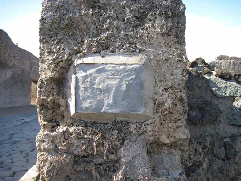 I.2.7 Pompeii. September 2010. ID number plate on north side of entrance doorway.Photo courtesy of Drew Baker.