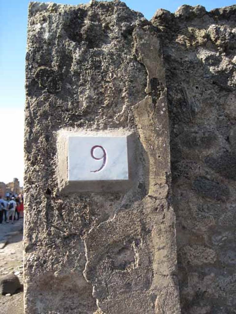 I.2.9 Pompeii. September 2010. ID number plate on north side of doorway.
Photo courtesy of Drew Baker
