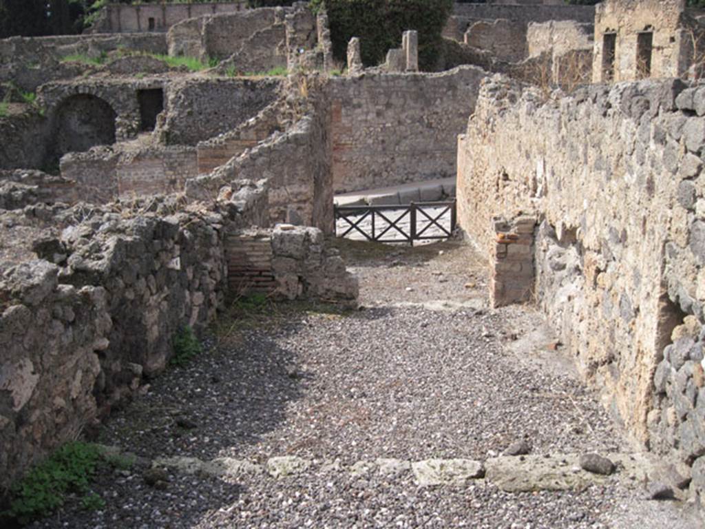 I.3.8b Pompeii. September 2010. Looking west towards entrance doorway of I.3.8b and Via Stabiana. Photo courtesy of Drew Baker.