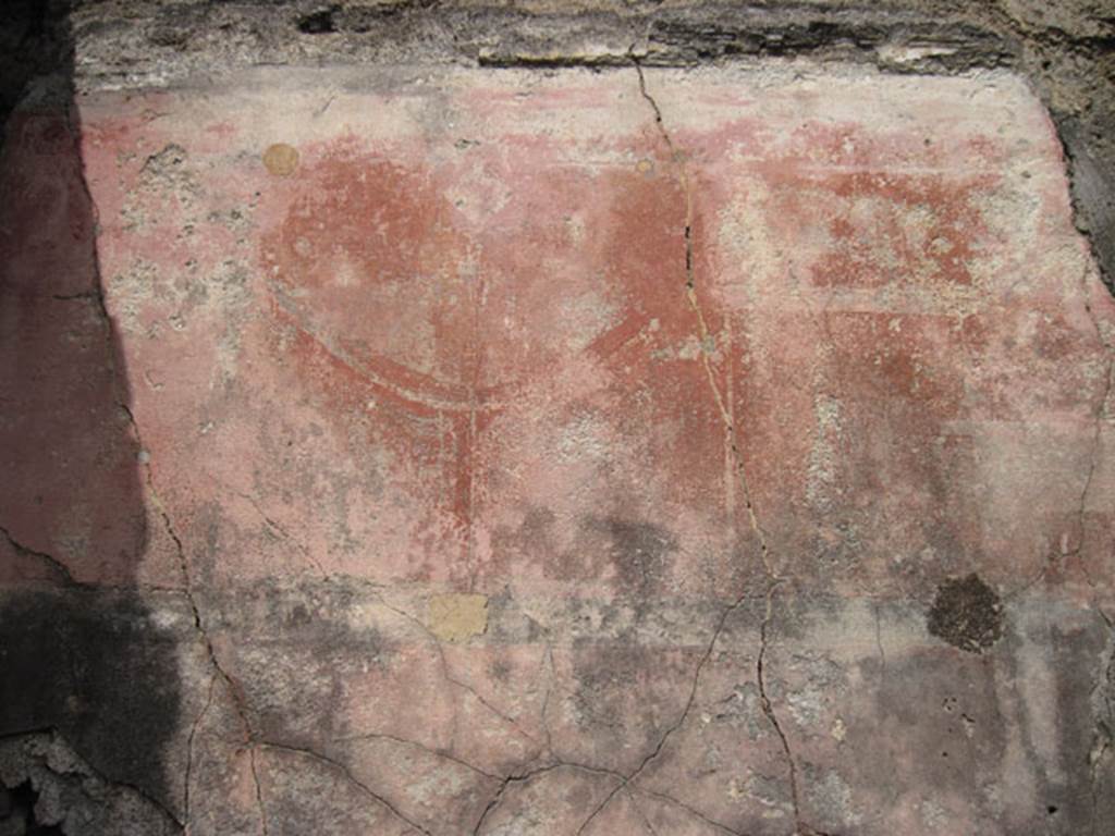 I.3.8b Pompeii. September 2010. North wall of cubiculum, showing detail of remains of painted fresco. Photo courtesy of Drew Baker.
