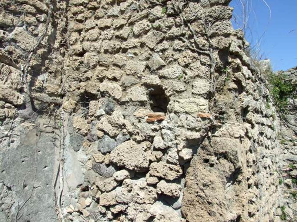 I.3.30 Pompeii. March 2009. East wall of room 8, the side and rear walls of oven in I.3.27.