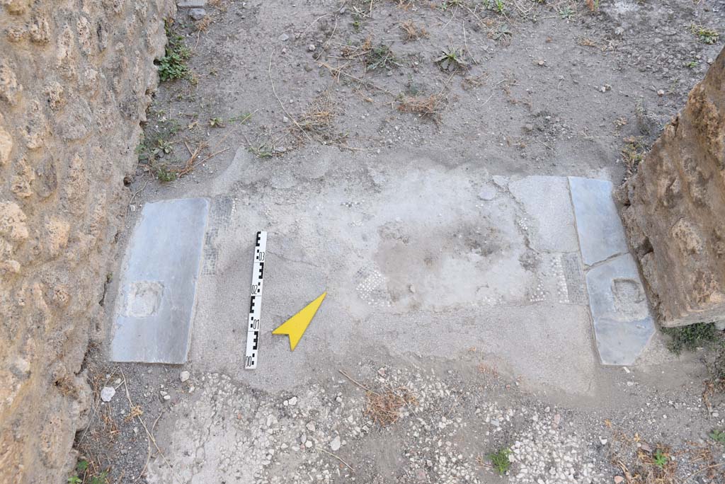 I.4.5 Pompeii. October 2019. Room 20/19, detail of threshold of doorway in north wall of antechamber into room 19.
Foto Tobias Busen, ERC Grant 681269 DÉCOR.
