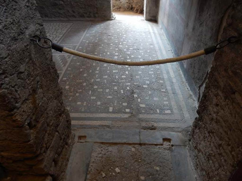 I.6.2 Pompeii. May 2016. Oecus/triclinium flooring in antecamera.
Looking south across oecus/triclinium from doorway into east wing of cryptoporticus. Photo courtesy of Buzz Ferebee.

