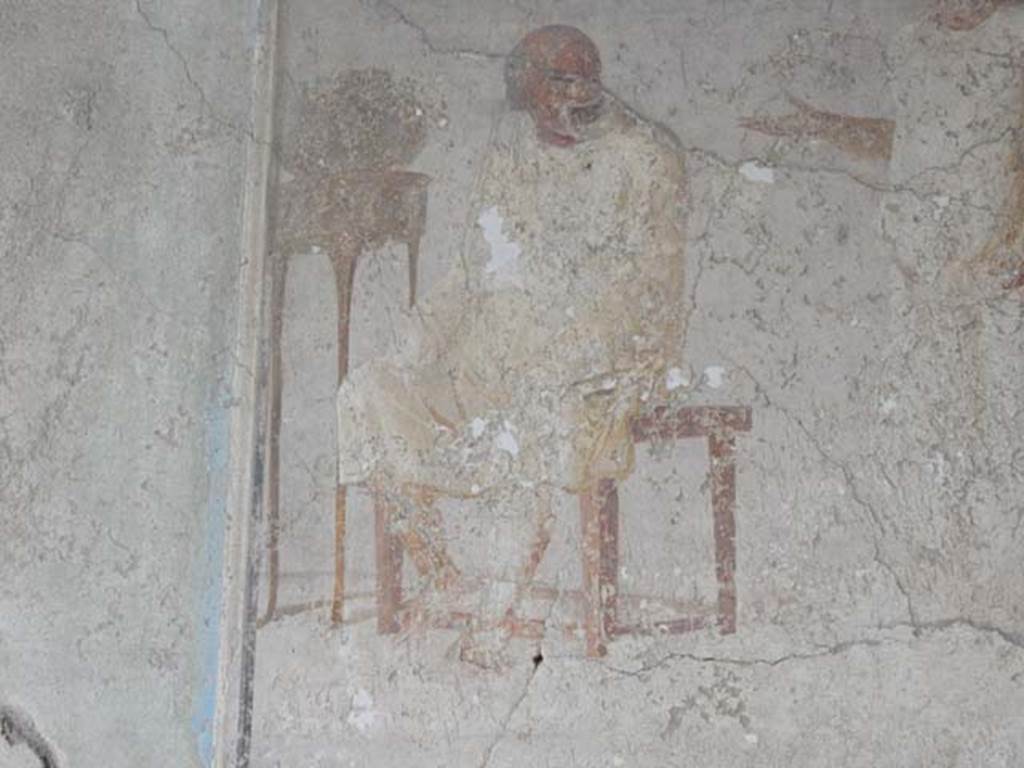 I.6.11 Pompeii. May 2015. Detail from wall painting from north end of west wall.
Photo courtesy of Buzz Ferebee.
