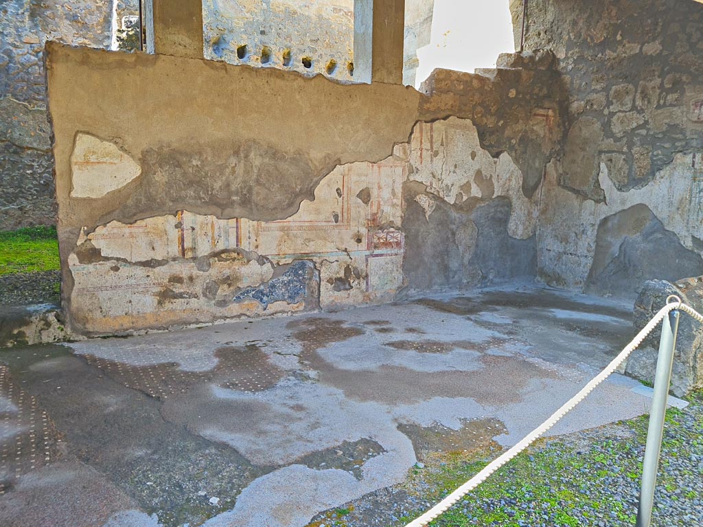 I.7.11 Pompeii. March 2024. Looking towards west wall and north-west corner of tablinum. Photo courtesy of Giuseppe Ciaramella.