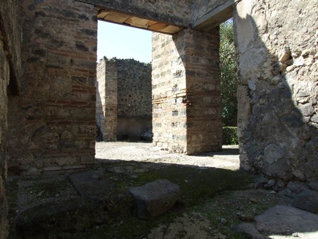 I.9.5 Pompeii. July 2021. 
Room 12, south side of peristyle, showing gutter and portico floor. Looking east.
Photo courtesy of Davide Peluso.
