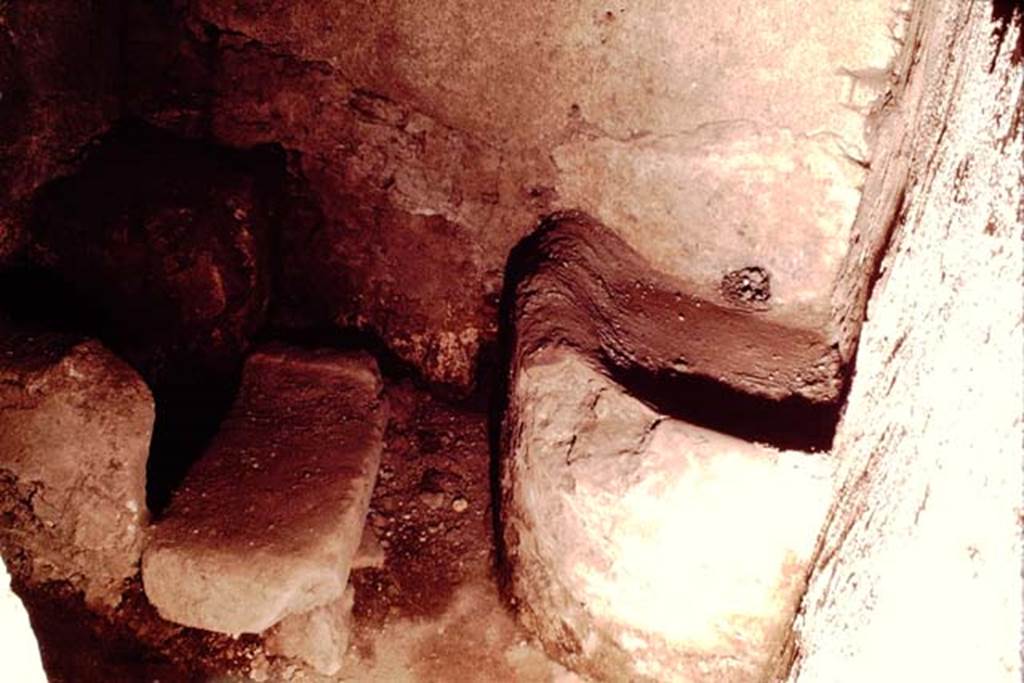 I.12.11 Pompeii. 1964. Latrine at west end of kitchen. Photo by Stanley A. Jashemski.
Source: The Wilhelmina and Stanley A. Jashemski archive in the University of Maryland Library, Special Collections (See collection page) and made available under the Creative Commons Attribution-Non Commercial License v.4. See Licence and use details.
J64f1955
