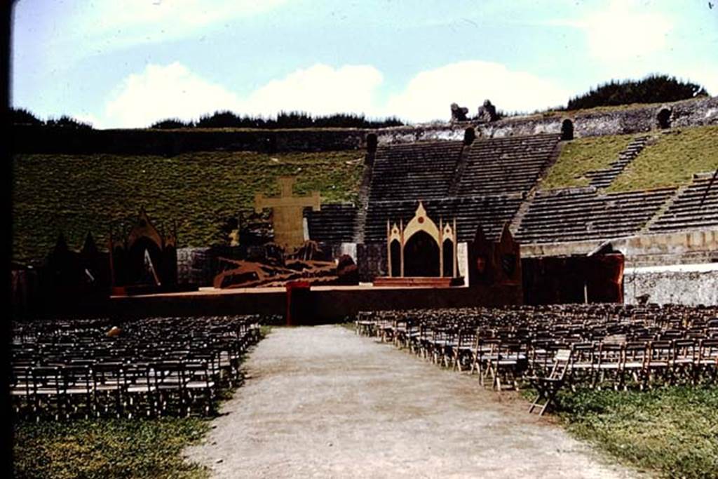 II.6 Pompeii. 1961.  Preparations for a medieval mystery play to be performed here.
 Photo by Stanley A. Jashemski.
Source: The Wilhelmina and Stanley A. Jashemski archive in the University of Maryland Library, Special Collections (See collection page) and made available under the Creative Commons Attribution-Non Commercial License v.4. See Licence and use details.
J61f0253
