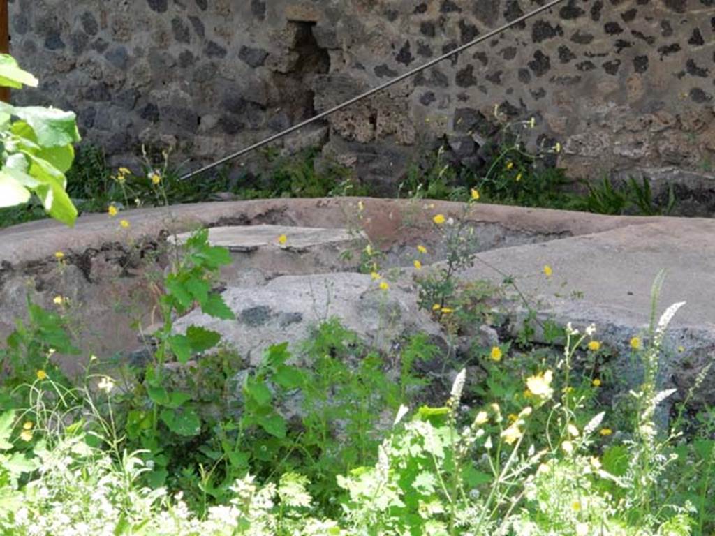 II.9.4, Pompeii. May 2018. Looking north-east across triclinium and triclinium table. Photo courtesy of Buzz Ferebee. 

