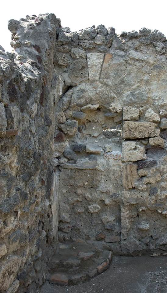 V.1.7 Pompeii. c.2005-7.  
Room “c”, detail of north wall in north-west corner. Photo by Hans Thorwid. 
Photo courtesy of Swedish Pompeii Project.
