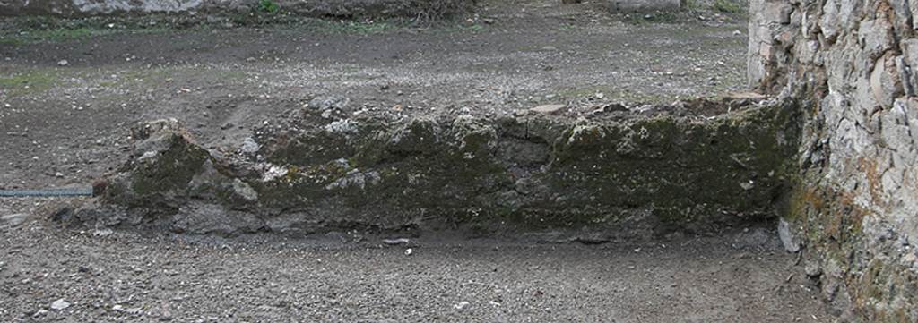 V.1.15 Pompeii. Pre 2008.  Room “g”, west side of south wall. Photo by Hans Thorwid.  
“South wall, west part. 
This stretch of preserved wall shows that the location of the door is to be found to the east, presumably by the east end of the wall. 
The foundation gives no indication to the exact location of the door.”
Photo and words courtesy of the Swedish Pompeii Project.
