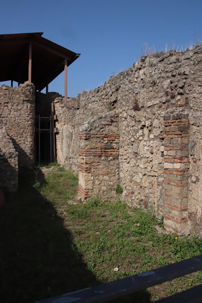 V.3.6 Pompeii. October 2023. 
Looking north along east wall of shop-room, towards rear. Photo courtesy of Klaus Heese.
