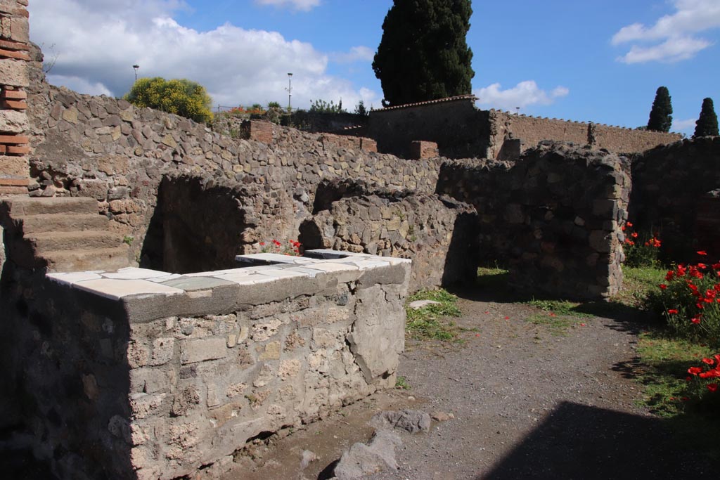 VI.1.5 Pompeii. May 2024. Looking towards counter on north side of entrance. Photo courtesy of Klaus Heese.