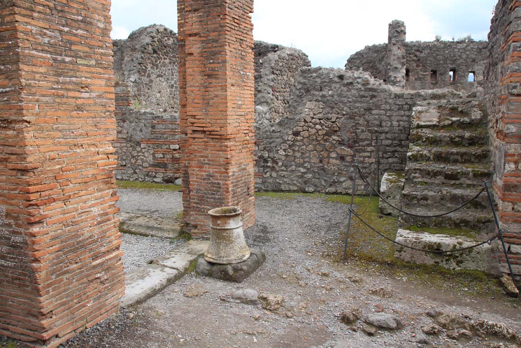 VI.3.3 Pompeii. April 2014. Room 1, south side of atrium with staircase to upper floor, in south-west corner.
Photo courtesy of Klaus Heese.
