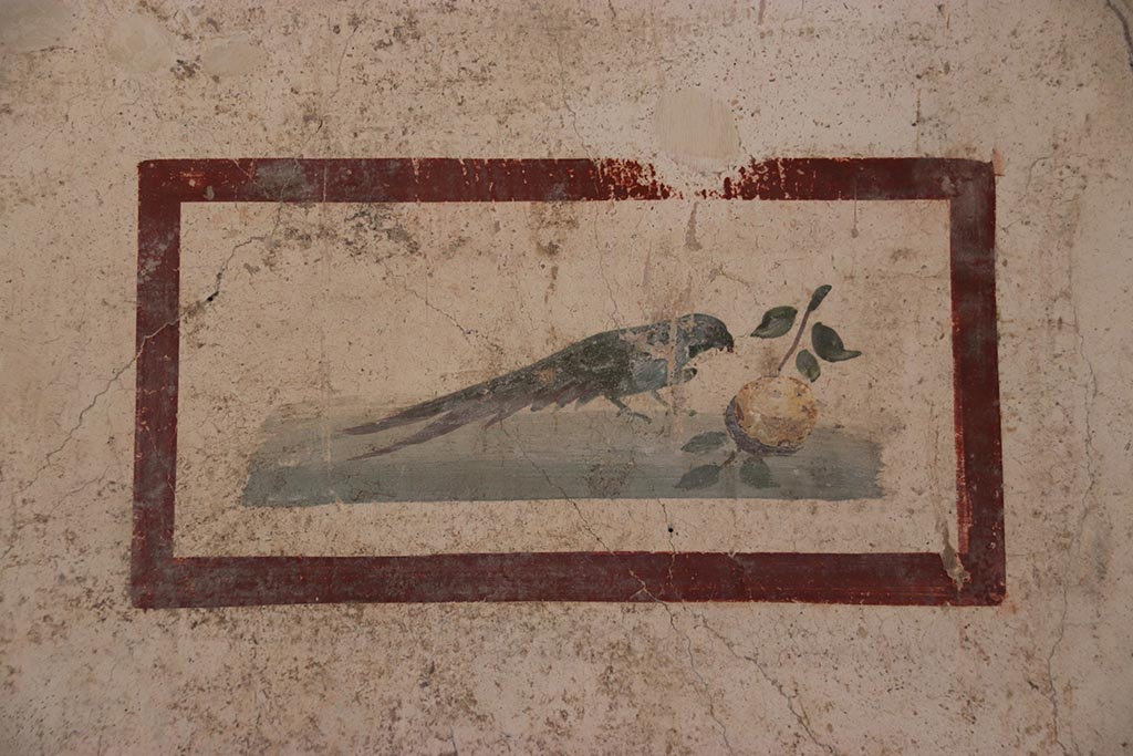 VI.15.1 Pompeii. October 2024. Cubiculum k, painted panel from east end of south wall. Photo courtesy of Klaus Heese.