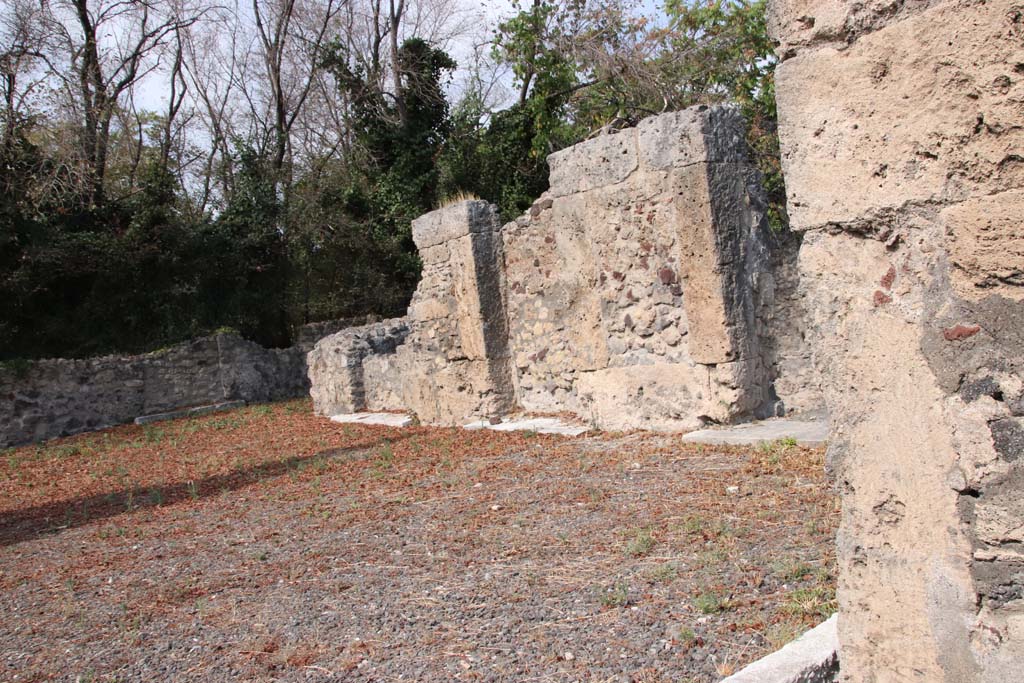 VI.17.17 Pompeii. September 2021. 
Looking towards doorways (now blocked) on north side of atrium from entrance doorway. Photo courtesy of Klaus Heese.
