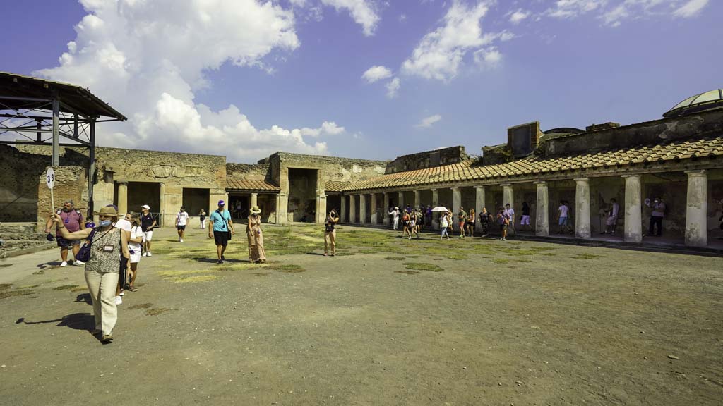 VII.1.8 Pompeii. August 2021. Looking north-east across gymnasium C. Photo courtesy of Robert Hanson.