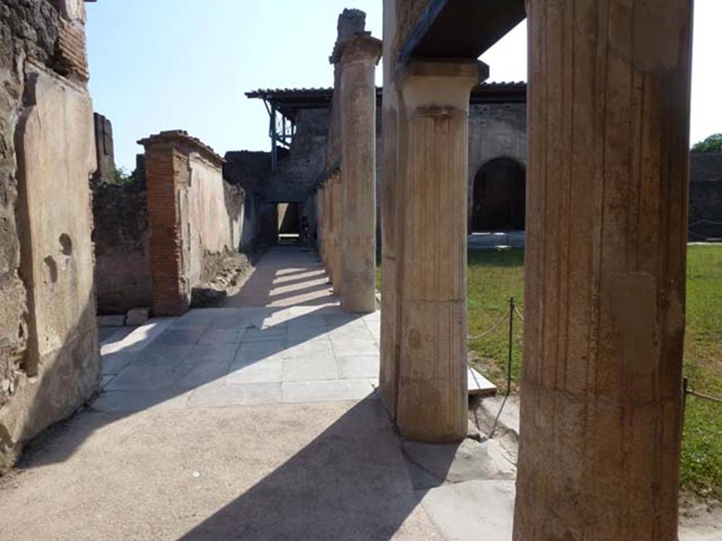 VII.1.8 Pompeii. June 2012. Looking west along south portico B, across entrance vestibule A. Photo courtesy of Michael Binns.