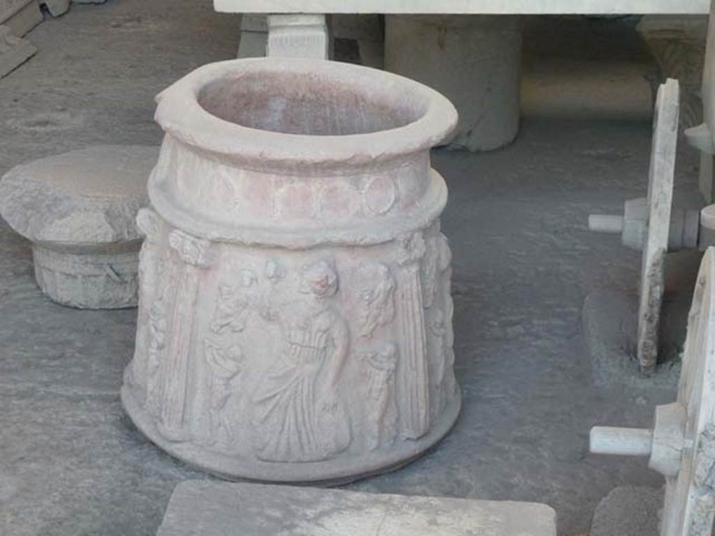 VII.7.29 Pompeii. May 2011. Puteal in storage. Photo courtesy of Michael Binns..