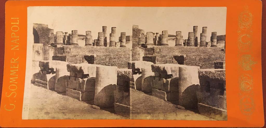 VII.8 Pompeii Forum. 19th century stereo view of west side, looking north-west towards the Temple of Jupiter.
Giorgio Sommer stereoview no. 378. Photo courtesy of Rick Bauer.

