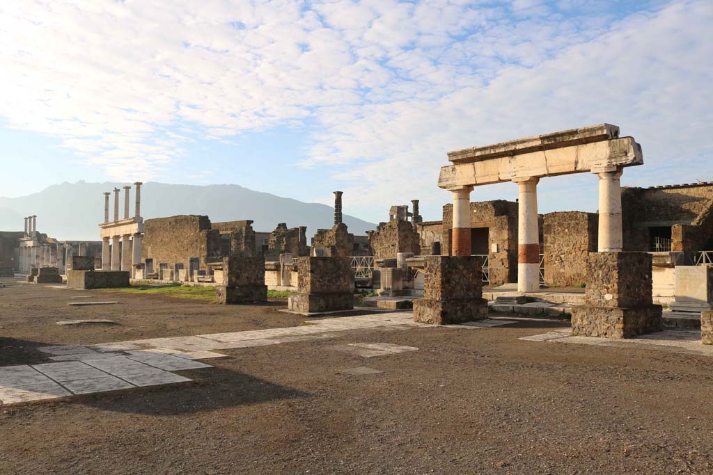 VII.8 Pompeii Forum. December 2018. Looking south along west side. Photo courtesy of Aude Durand.