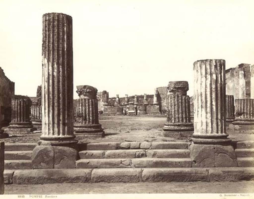 VIII.1.1 Pompeii. Stereoview by G. Sommer, looking west from the Forum, across entrance steps into Basilica, c.1860-1870’s. Photo courtesy of Rick Bauer.
