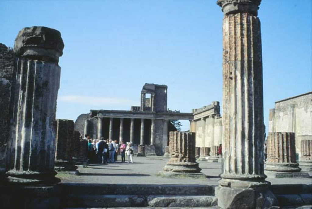 VIII.1.1 Pompeii. 4th April 1980, pre earthquake. Looking west towards southern central entrance steps. Photo courtesy of Tina Gilbert.

