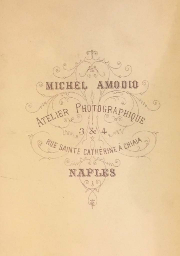 VIII.1.1 Pompeii. Michel Amodio Cabinet Card no. 2978. Rear of card. Photo courtesy of Rick Bauer.
