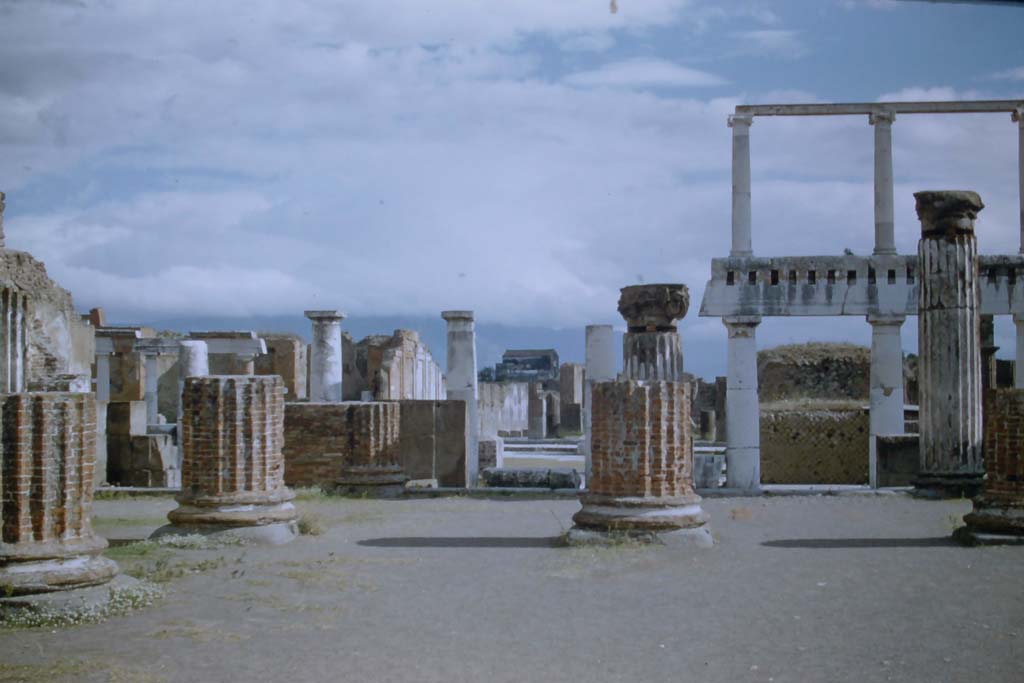VIII.1.1 Pompeii. November 1958. Looking east from Basilica onto Forum. Photo courtesy of Rick Bauer.