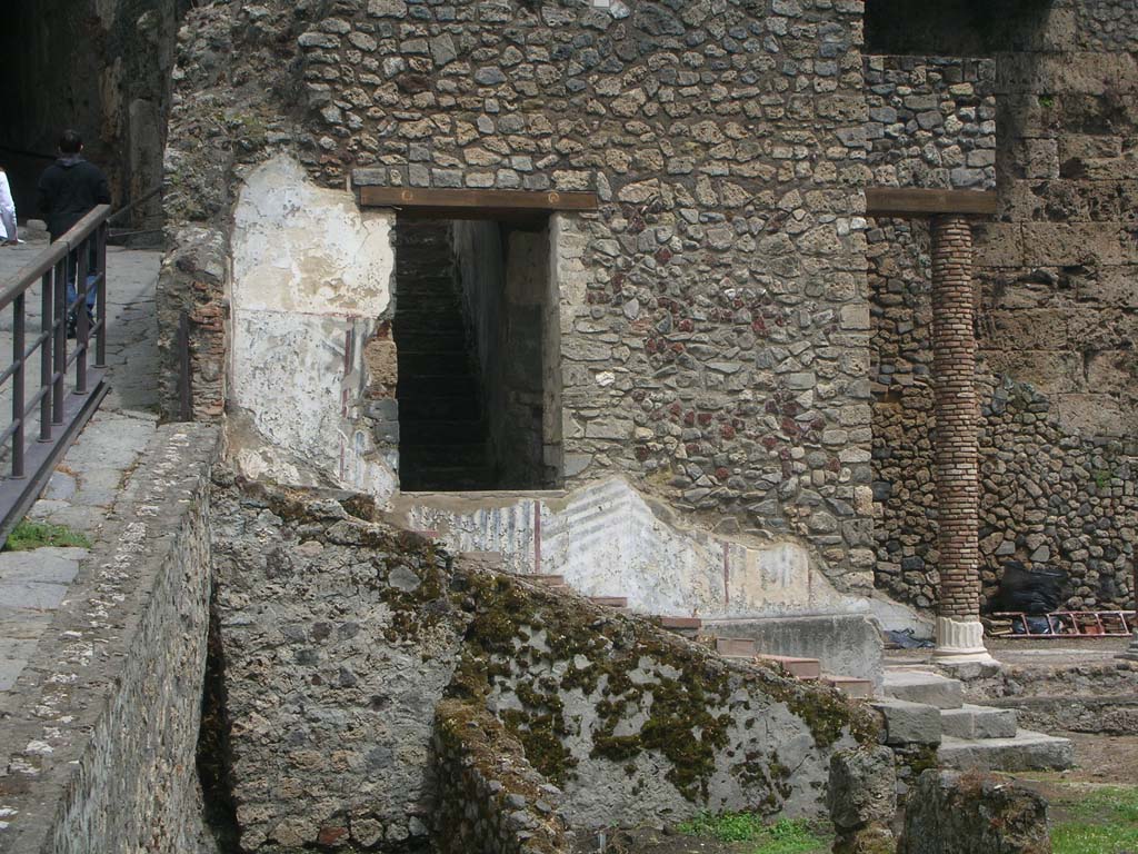 VIII.1.a Pompeii. May 2011. North end of portico with stairs to Via Marina. Photo courtesy of Ivo van der Graaff.

