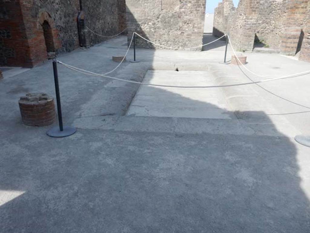 VIII.2.14 Pompeii. May 2017. Looking west across impluvium in atrium. Photo courtesy of Buzz Ferebee.
